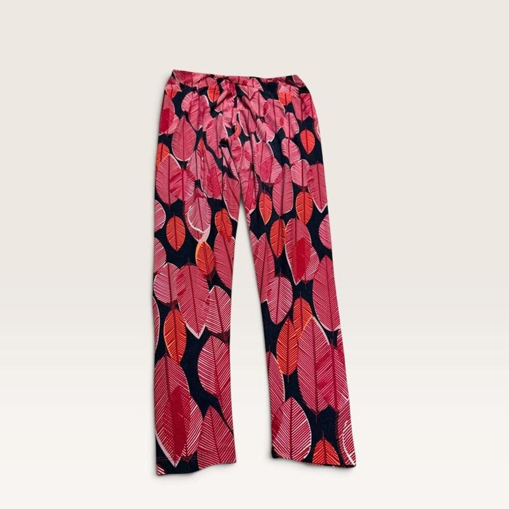 LuLaRoe TC Tall Curvy Leggings Red Black Leaf Print 12-18